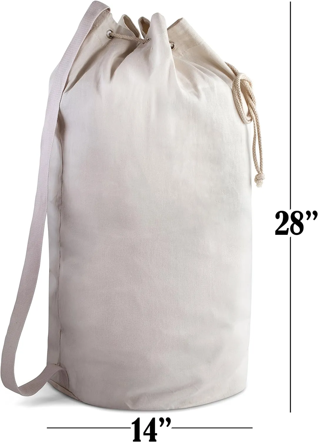 Handy Laundry Canvas Duffel Bag - Drawstring, Leather Closure, Shoulder Strap. (2-PACK)