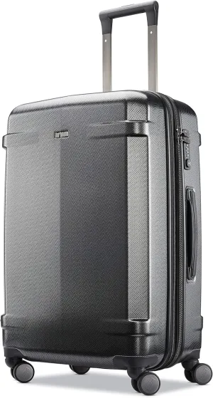 Hartmann Century Deluxe Hardside Expandable Medium Checked Luggage with Spinner Wheels, Black/Gunmetal