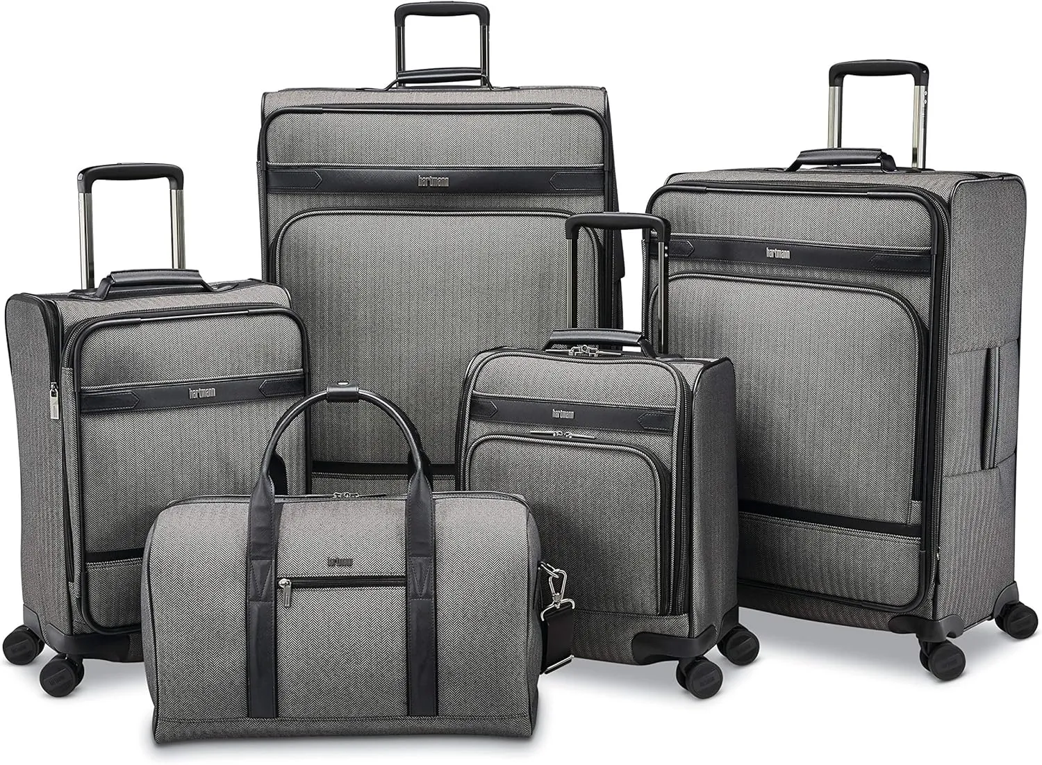 Hartmann Herringbone Deluxe Extended Journey Expandable Spinner, Black, Checked-Medium
