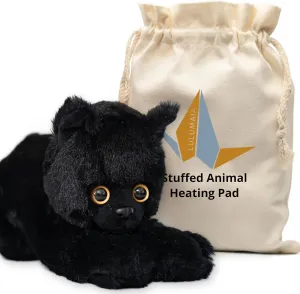 Heating Pad for Cramps - Microwavable Stuffed Animal Heating Pad for Neck and Shoulders - Microwave Heating Pad for Tension, Stress Relief Gift in Canvas Bag (Black Cat)