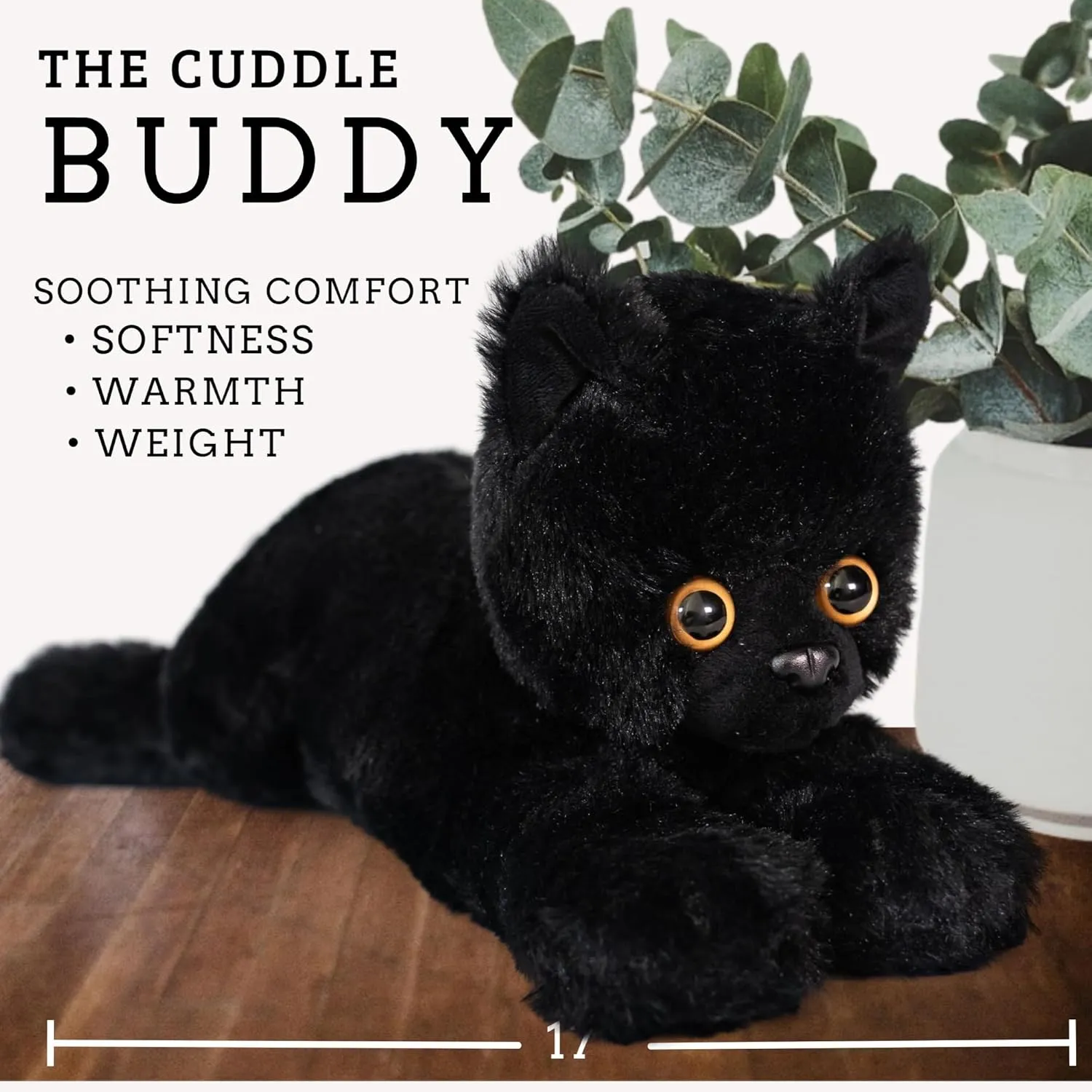 Heating Pad for Cramps - Microwavable Stuffed Animal Heating Pad for Neck and Shoulders - Microwave Heating Pad for Tension, Stress Relief Gift in Canvas Bag (Black Cat)