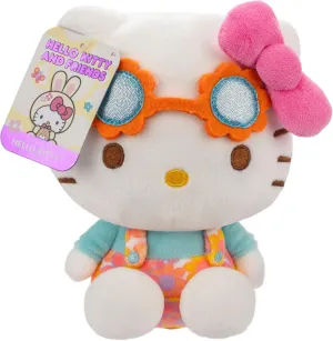 Hello Kitty and Friends 8" Plush w/Flower Overalls & Sunglasses - Limited Edition Officially Licensed Sanrio - Soft Doll Stuffed Toy Figure - Gift for Kids, Girls, Boys - 2 