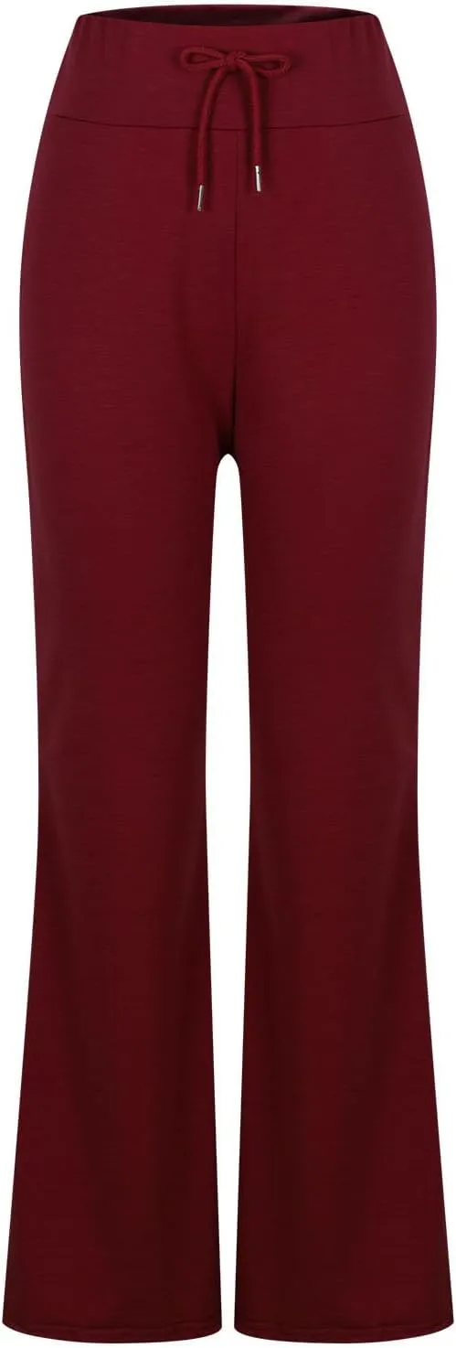 HGps8w Flared Yoga Pants for Women Drawstring High Waisted Casual Bootcut Leggings Comfy Lounge Sweatpants