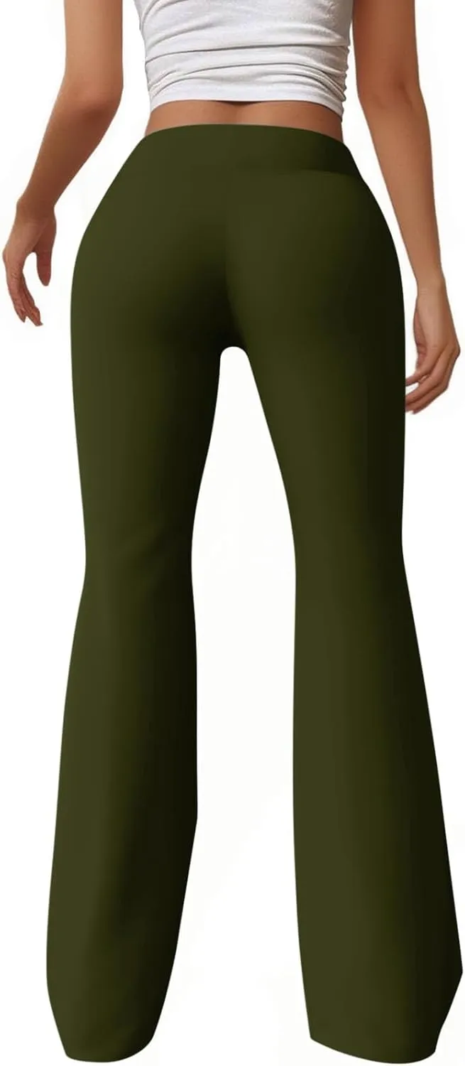 HGps8w Flared Yoga Pants for Women Drawstring High Waisted Casual Bootcut Leggings Comfy Lounge Sweatpants