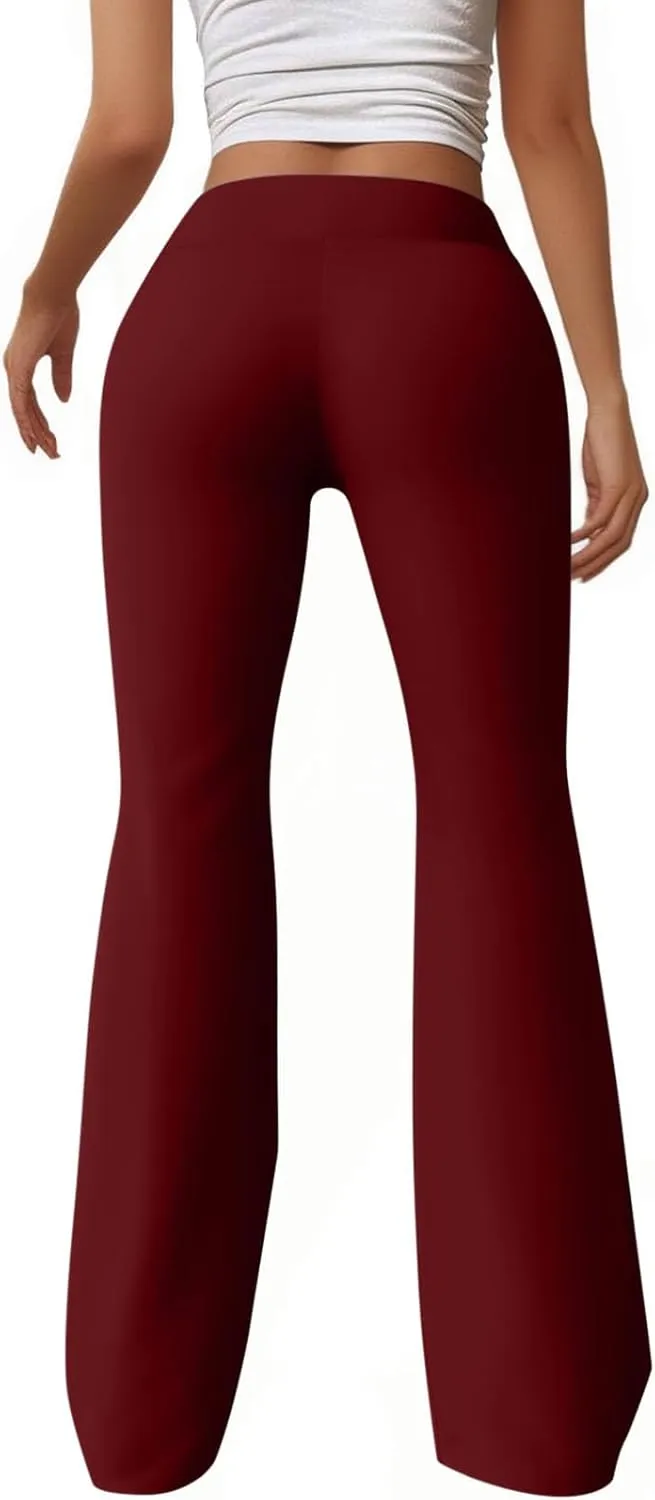 HGps8w Flared Yoga Pants for Women Drawstring High Waisted Casual Bootcut Leggings Comfy Lounge Sweatpants