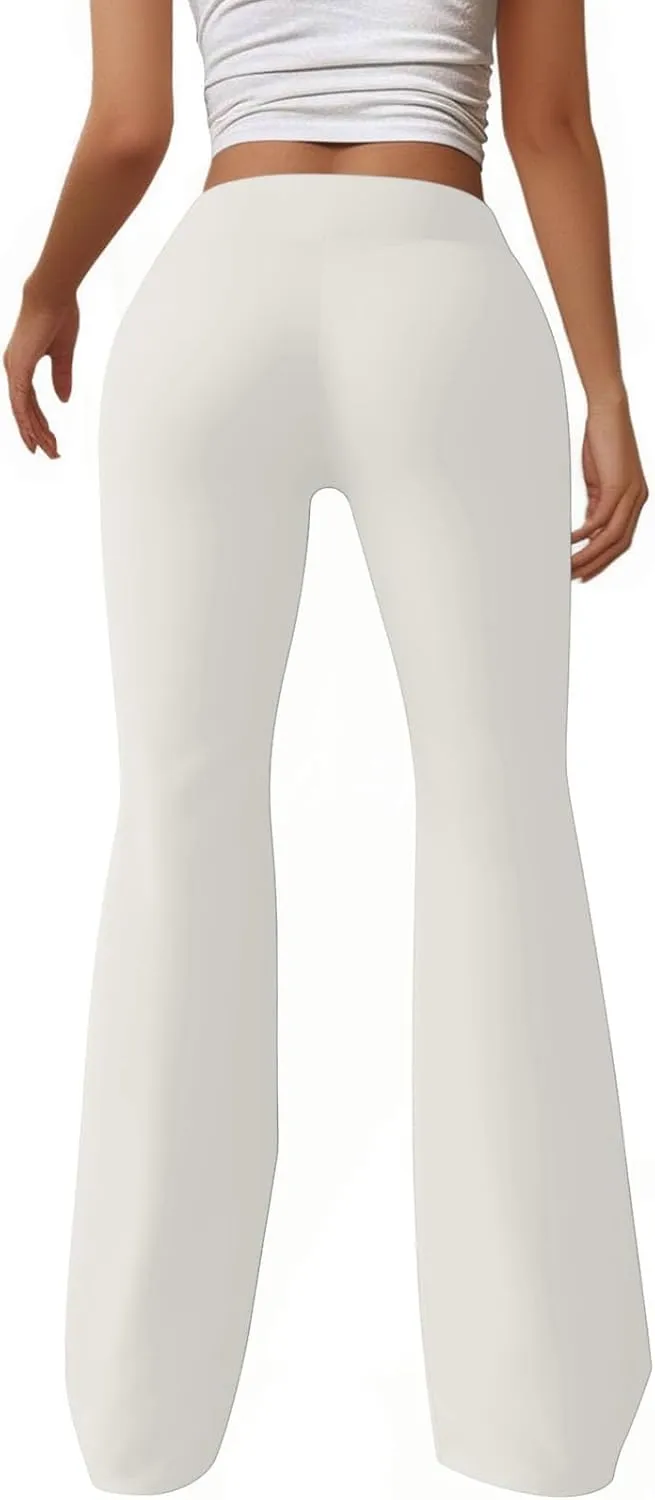 HGps8w Flared Yoga Pants for Women Drawstring High Waisted Casual Bootcut Leggings Comfy Lounge Sweatpants