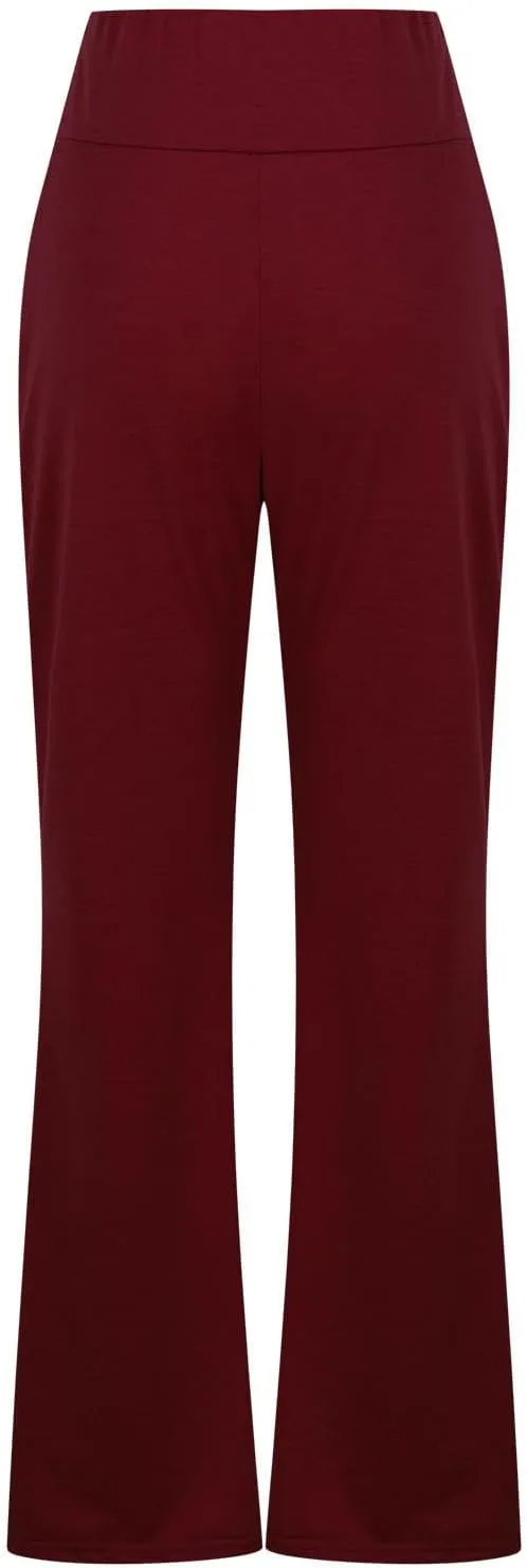 HGps8w Flared Yoga Pants for Women Drawstring High Waisted Casual Bootcut Leggings Comfy Lounge Sweatpants