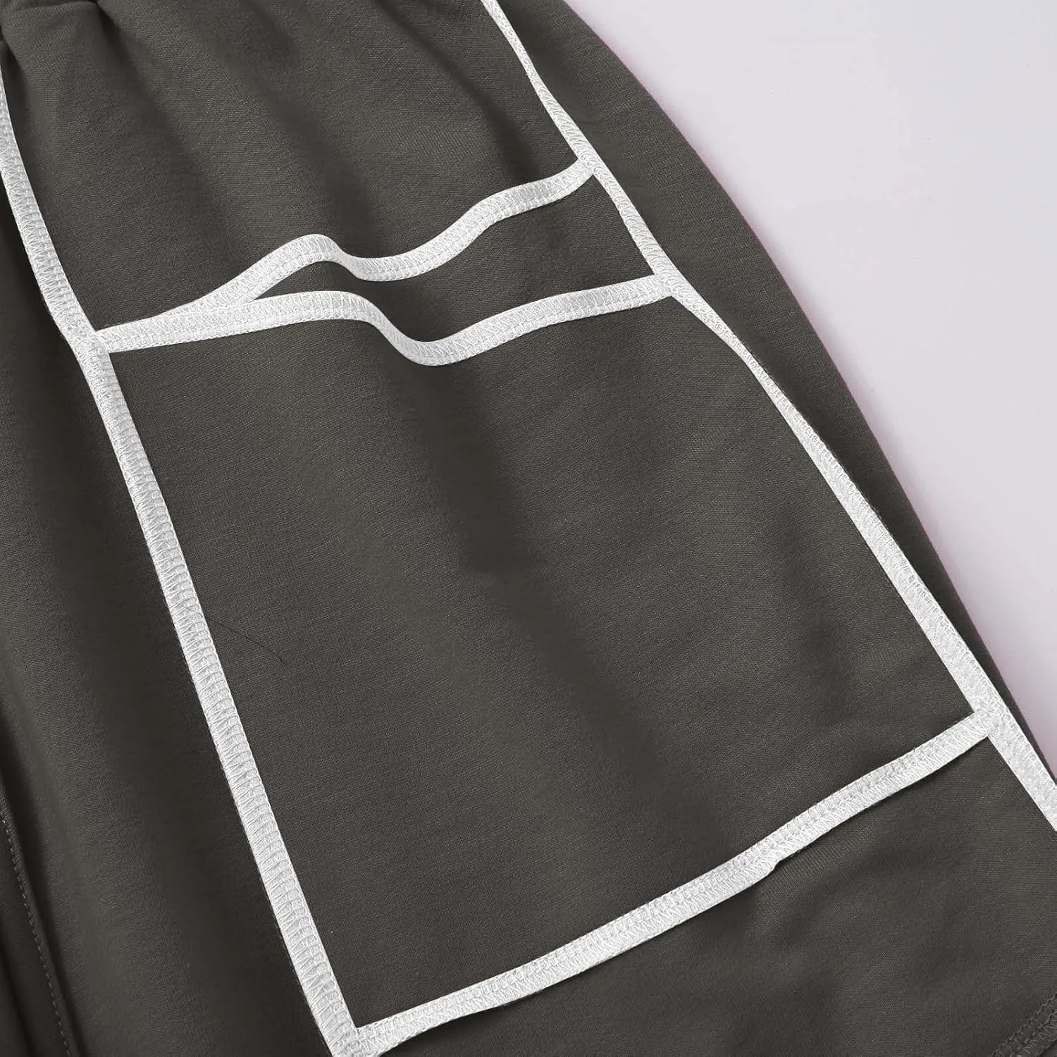 HGps8w Women's Summer Trendy Striped Loose Palazzo Pants Wide Leg Elastic Waist Sweatpants Lounge Trousers with Pockets
