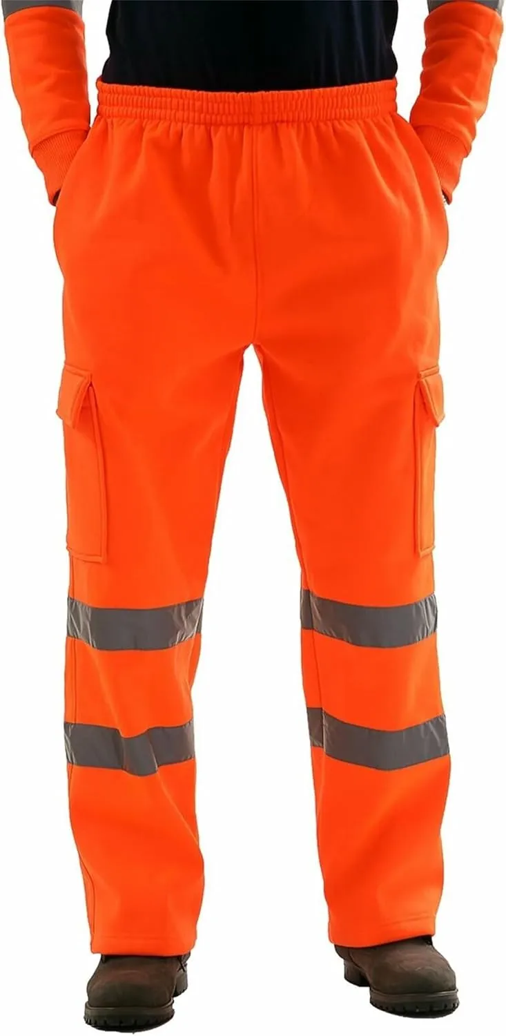High Visibility Safety Sweatshirt for Men - Class 3 Reflective 2 Piece Sets with Hi-Vis Safety Pants