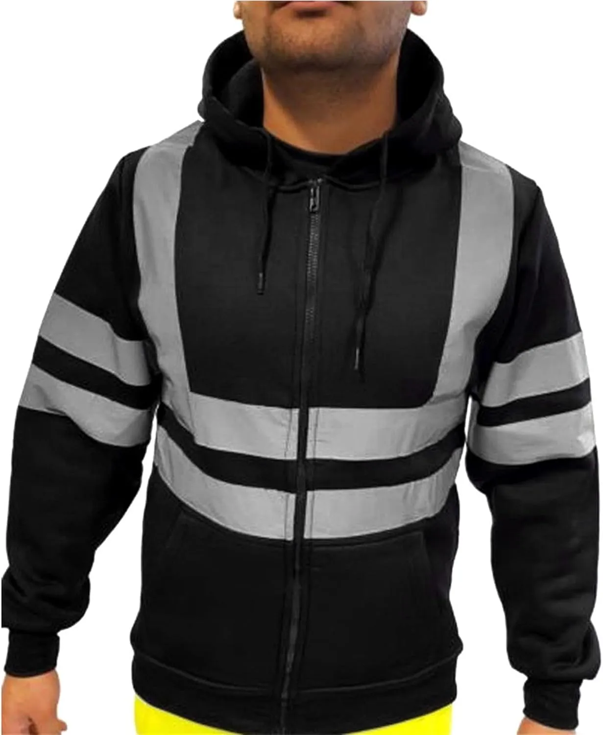 High Visibility Safety Sweatshirt for Men - Class 3 Reflective 2 Piece Sets with Hi-Vis Safety Pants