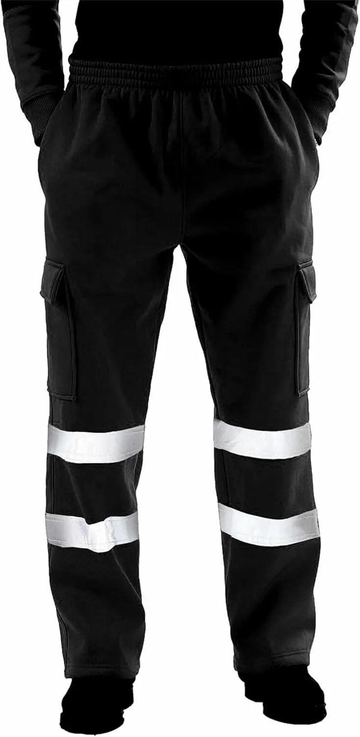 High Visibility Safety Sweatshirt for Men - Class 3 Reflective 2 Piece Sets with Hi-Vis Safety Pants