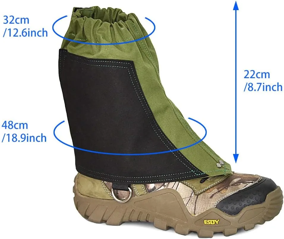 Hiking Short Canvas Snow Cover,Ankle Gaiters for Trip, Waterproof Boot Snake Legging Gaiters Warmer Outdoor Camping Trekking Climbing Hunting