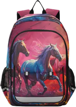 Horses Print Backpack for Boys Middle-School Elementary Bookbags 20325353