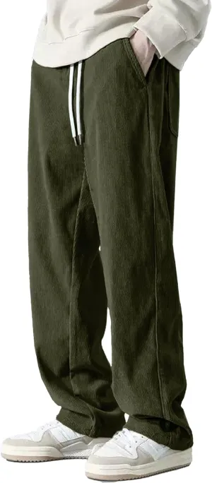 HOTake Men's Casual Corduroy Pants Elastic Waist Drawstring Baggy Sweatpants Loose Fit