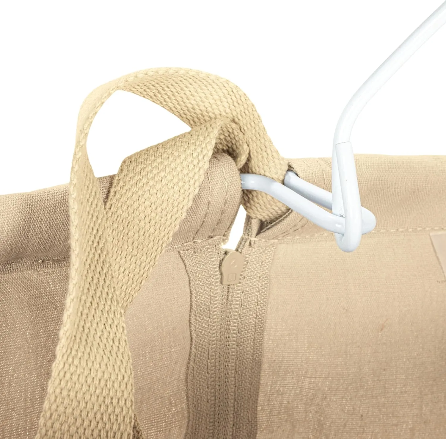 Household Essentials Door Hanging Laundry Bag, Washable Canvas Bag with Loop Handle, Holds Two Loads of Laundry, Great for Dorms and Small Spaces, Khaki