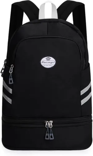 HUA ANGEL Multi-purpose Nylon Travel Backpack Foldable Women's Gym Pack with Shoe Compartment - Fitness Sport Swimming 20-30l