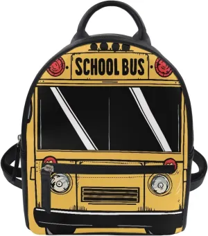 HUGS IDEA School Bus Backpack Purse for Women Leather Travel Backpacks Purse Fashion Ladies Small Shoulder Bags