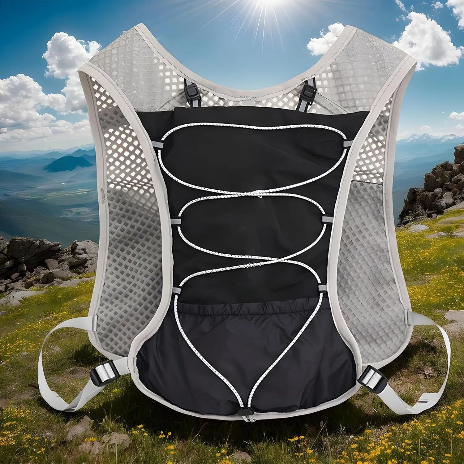 Hydration Vest - 5L Reflective Running Vest | Waterproof Lightweight Quick-Drying Adjustable Breathable Sports Gear for Cycling, Trail Road, Mountain, Hiking, Outdoor, Travelling