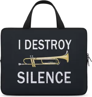I Destroy Silence Laptop Bag Laptop Case Computer Messenger Bag with Adjustable Shoulder Strap