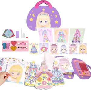 Innosurg Art Paper Craft Kit, Princess Fashion Sticker Book, Foil Art Kit for Kids, Toddler Arts and Crafts Supplies, Dress up DIY Art Kit for Kids, Diamond Painting Creativity, Birthday Gifts