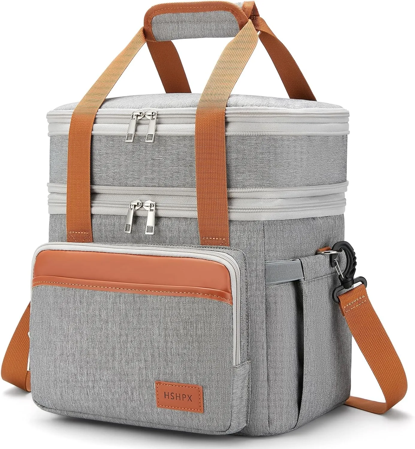 Insulated Lunch Box Lunch Cooler Bag for Men: Expandable Large Lunchbox for Picnic Work Office Outdoor - Reusable Double Deck Lunch Tote for Adults Gray 15L