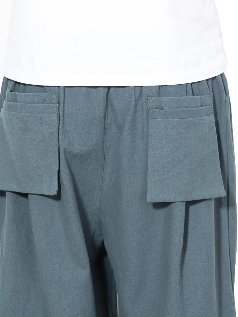 INVACHI Men's Harem Capri Pants Elastic Waist Loose Fit Drawstring Beach Yoga Trousers with Pockets