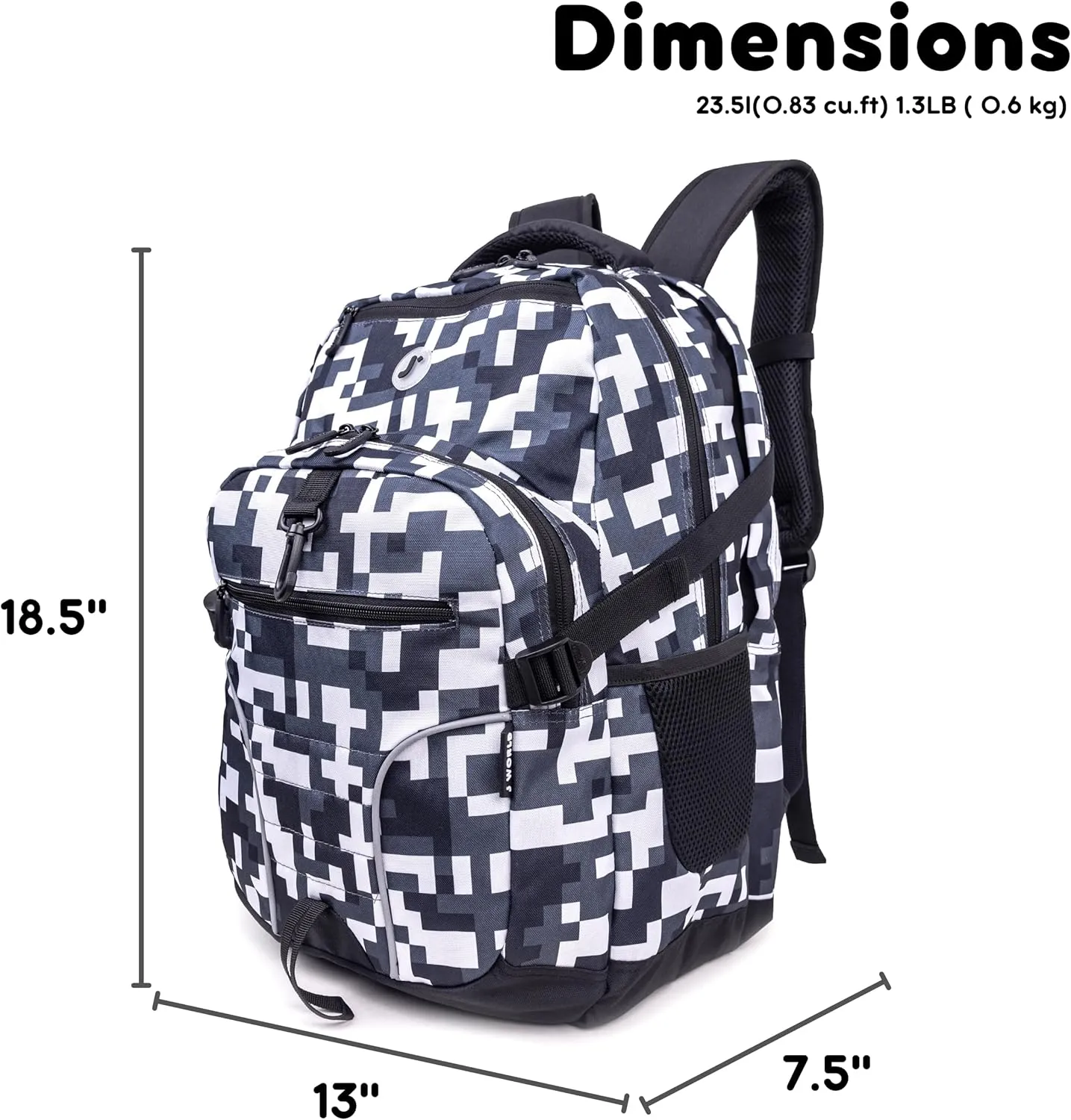 J World New York Atom Multi-Compartment Laptop Backpack, Camo, 18.5 X 13 X 7.5 (H X W X D)