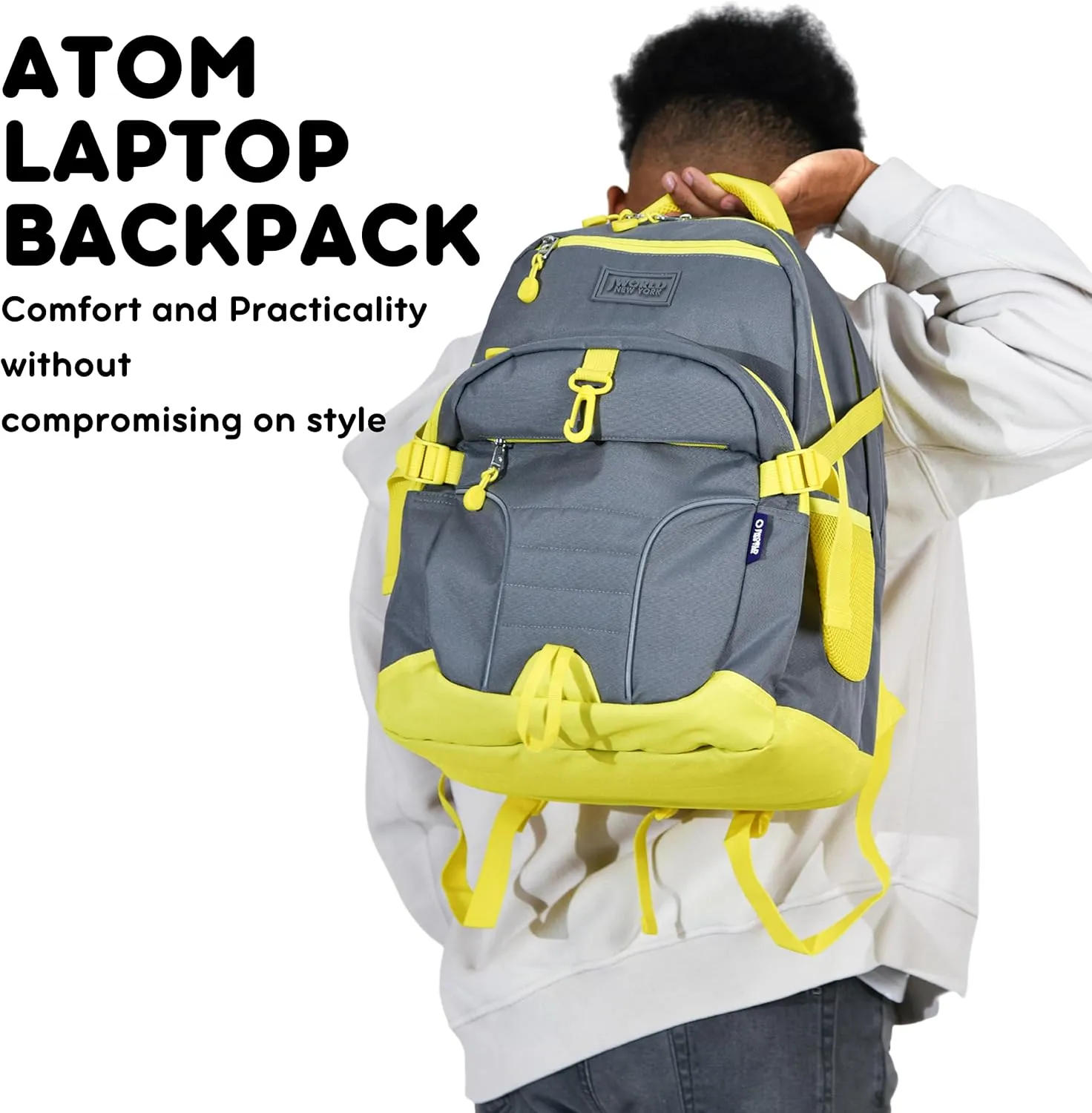 J World New York Atom Multi-Compartment Laptop Backpack, Camo, 18.5 X 13 X 7.5 (H X W X D)
