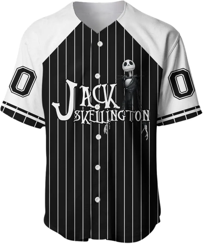Jack Nightmare Movie Character Baseball Jersey Shirt for Men Women, Halloween Birthday Gifts for Cartoon Fans