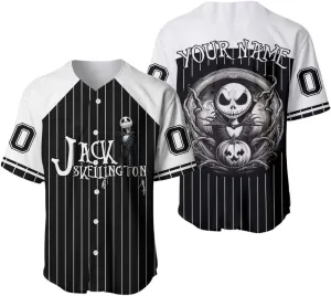 Jack Nightmare Movie Character Baseball Jersey Shirt for Men Women, Halloween Birthday Gifts for Cartoon Fans