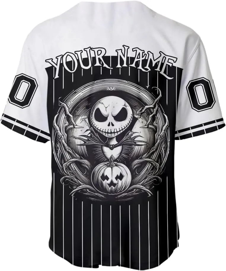 Jack Nightmare Movie Character Baseball Jersey Shirt for Men Women, Halloween Birthday Gifts for Cartoon Fans