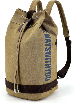 Jaegvida Canvas Drawstring Backpack Bucket Bag GYM Drawstring Bag