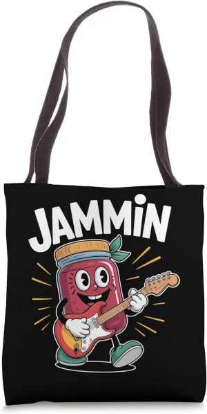 Jammin Musical Cartoon Guitar Playing Jar Tote Bag