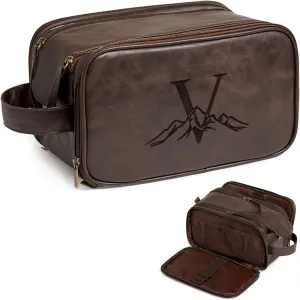 Janhavi Makeup Bag, Groomsmen Gifts, Travel size Toiletries Bag Waterproof, Cruise Ship Essentials, Travel Bag Expandable, Men's Accessories Storage, Travel Essentials, Gift Box for Men (Dark Brown V)