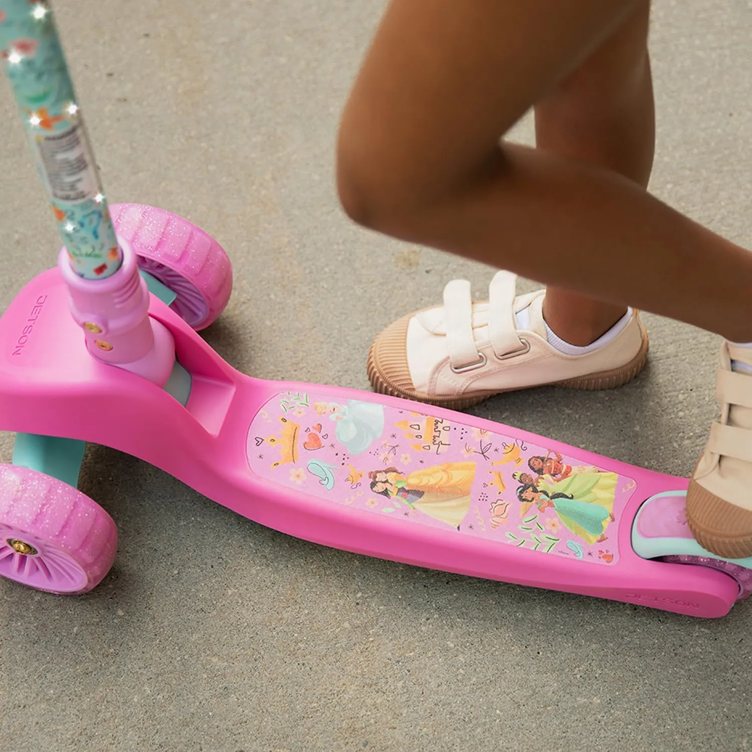 Jetson Character Kids Kick Scooter, LED Lights on Stem & Light-Up Wheels, Lightweight Frame, Height-Adjustable Handlebar, Lean-to-Steer System, Easy-Fold Mechanism