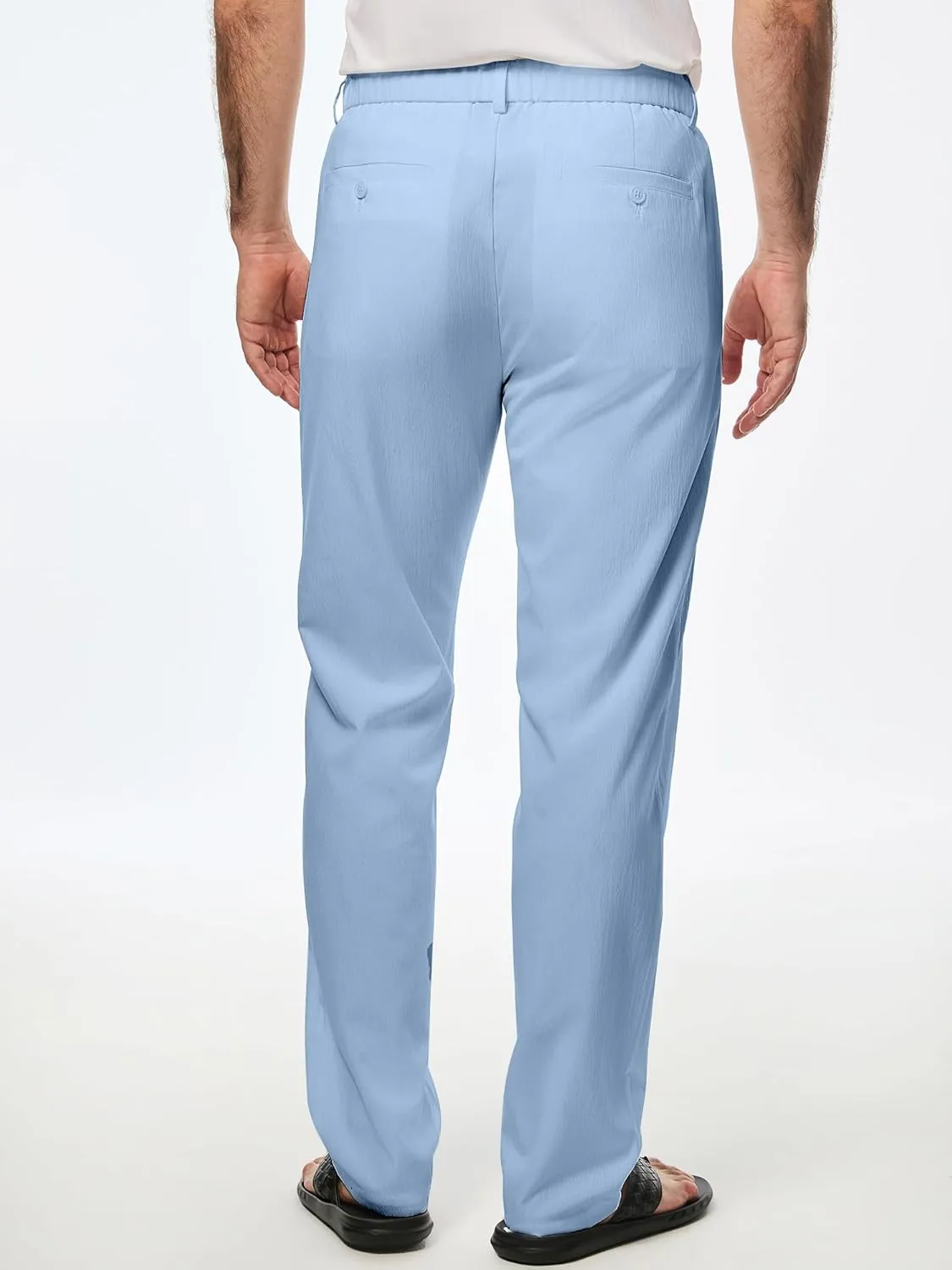 JMIERR Men's Casual Drawstring Pants Elastic Waist Lightweight Pant Summer Beach Trouser with Pockets