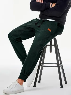 JMIERR Mens Corduroy Joggers Pants Casual Cargo Pants Drawstring Elastic Waist Baggy Tapered Sweatpants with Pockets