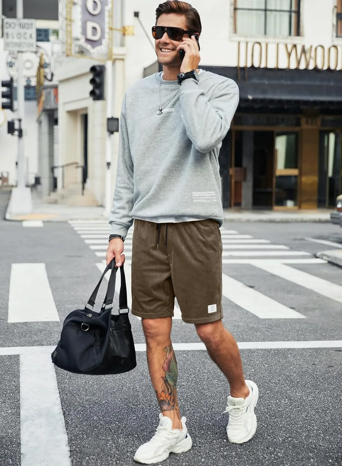 JMIERR Men's Corduroy Shorts Casual Elastic Waist Drawstring Lightweight Summer Beach Shorts
