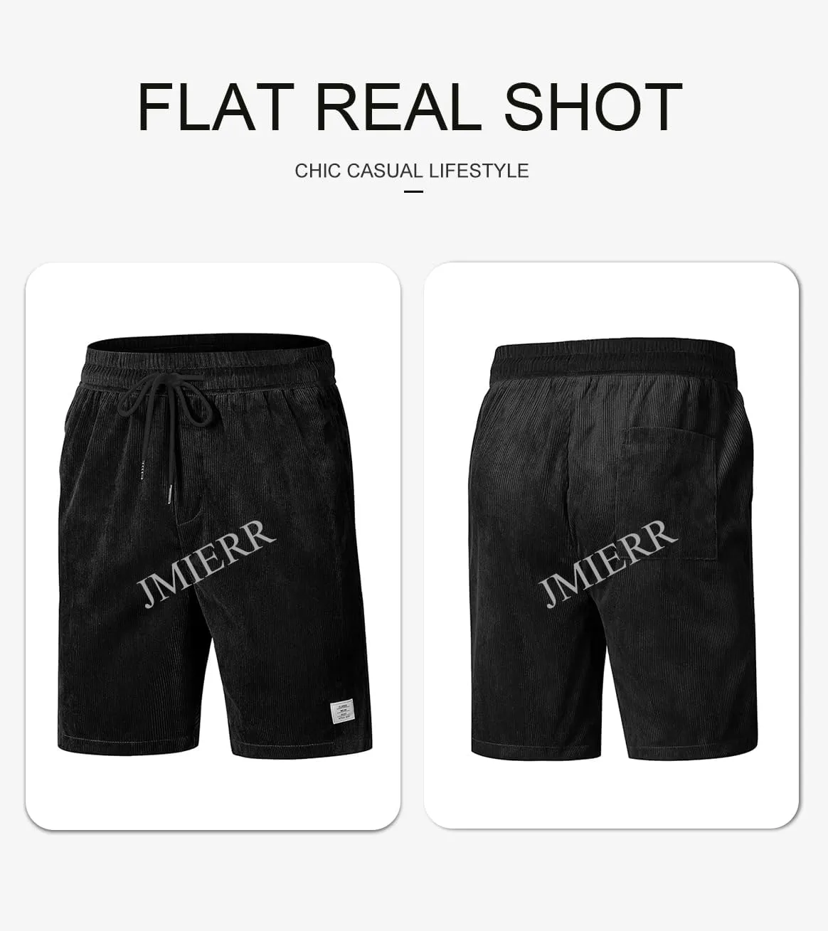 JMIERR Men's Corduroy Shorts Casual Elastic Waist Drawstring Lightweight Summer Beach Shorts