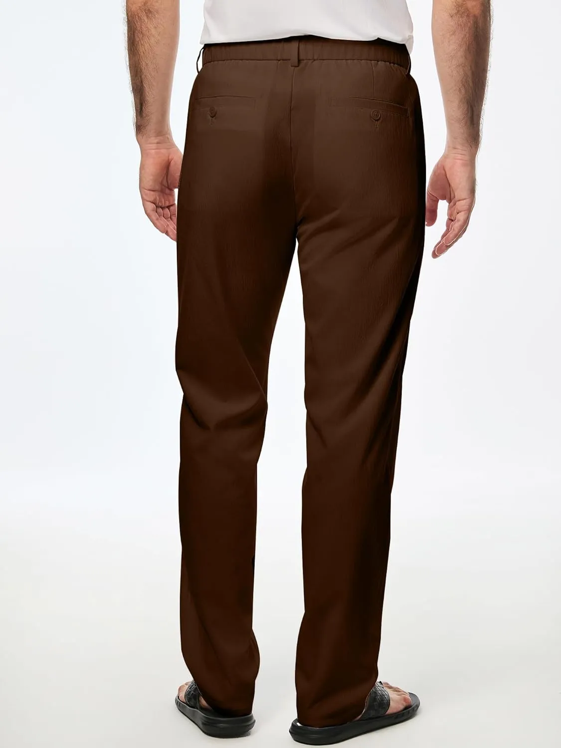 JMIERR Men's Linen Drawstring Pants Elastic Waist Drawstring Lightweight Trouser Casual Yoga Summer Beach Pant