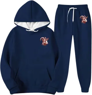 Jogger Sets for Men Coat Graphic Drawstring Long Sleeve Hoodie Tapered Pants Comfy Workout Sport Outfits with Pocket