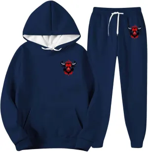 Jogger Sets for Men Coat Graphic Drawstring Long Sleeve Hoodie Tapered Pants Comfy Workout Sport Outfits with Pocket