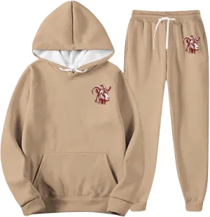 Jogger Sets for Men Coat Graphic Drawstring Long Sleeve Hoodie Tapered Pants Comfy Workout Sport Outfits with Pocket