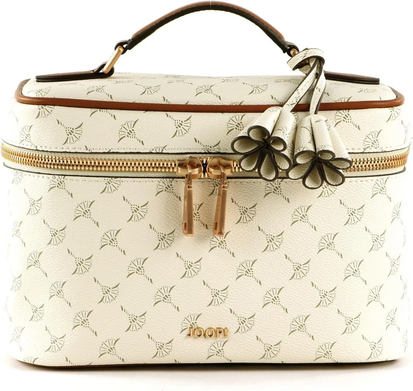 Joop! Cortina 1.0 Flora Washbag MHz, Pure White, Onesize, Modern Cosmetic Case for Women, Water Resistant, Geometric Pattern, 9.84 x 6.7 x 5.51 Inches