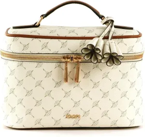 Joop! Cortina 1.0 Flora Washbag MHz, Pure White, Onesize, Modern Cosmetic Case for Women, Water Resistant, Geometric Pattern, 9.84 x 6.7 x 5.51 Inches