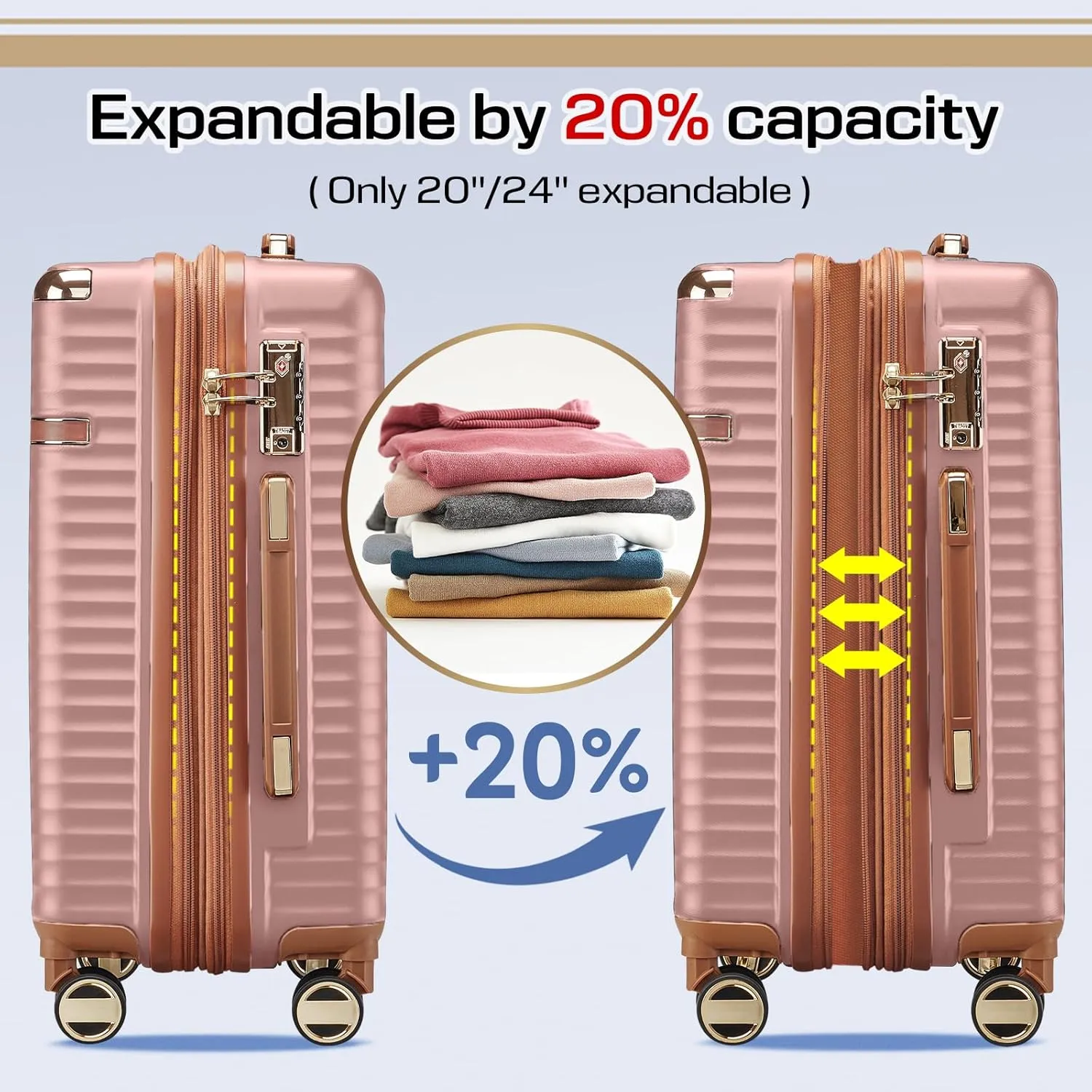 Joyway Carry on Luggage Sets, Expandable Hard Shell Carry-on Suitcase with Spinner Wheels, Lightweight Travel Luggage with TSA Lock