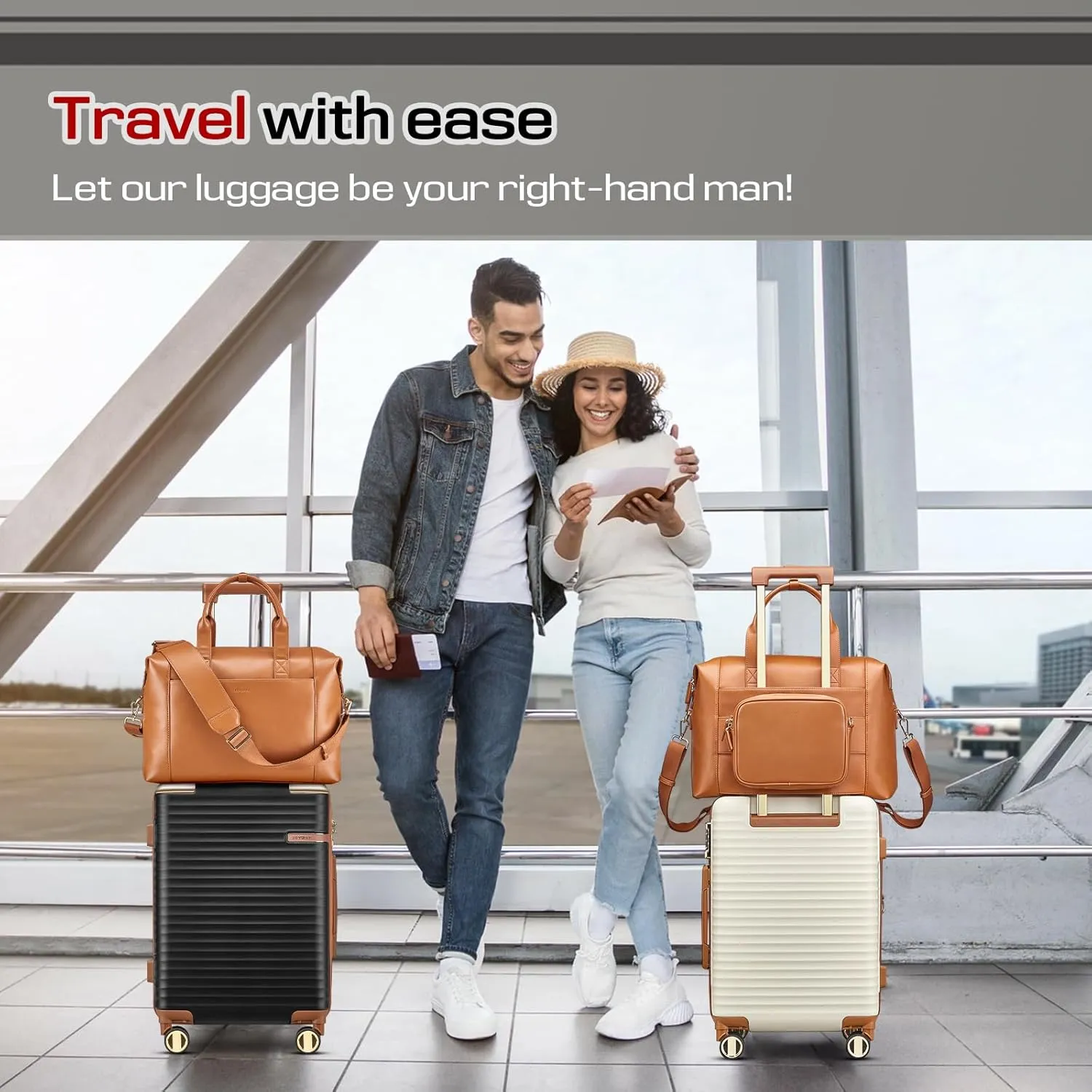 Joyway Expandable Carry on Luggage Sets Airline Approved with TSA Lock, Lightweight Hard Shell 20 Inch Carry-on Suitcase with Spinner Wheels, Black
