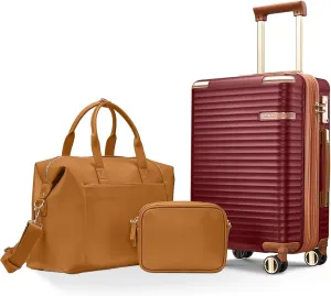 Joyway Expandable Carry on Luggage Sets Airline Approved with TSA Lock, Lightweight Hard Shell 20 Inch Carry-on Suitcase with Spinner Wheels, Red