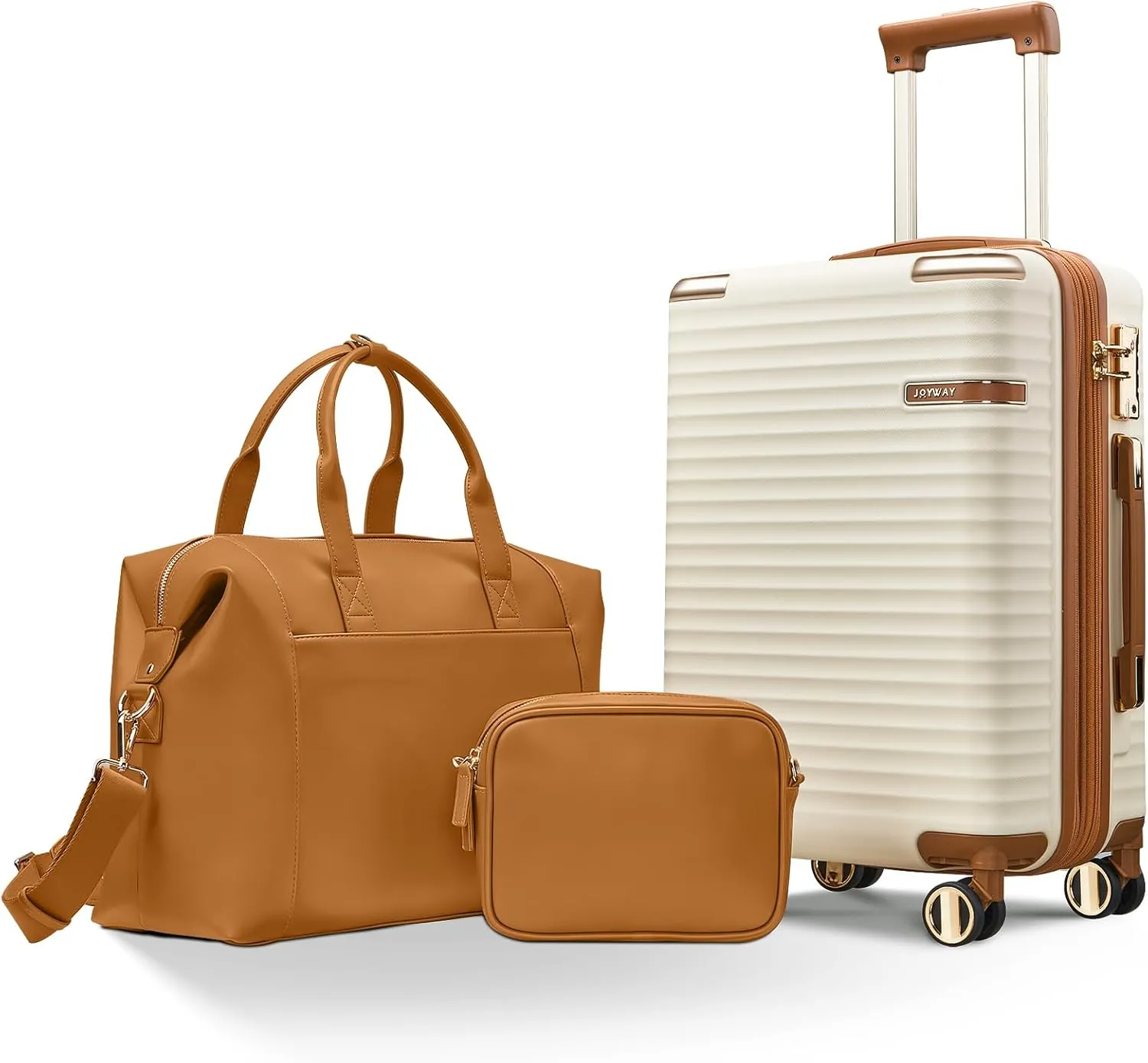 Joyway Expandable Carry on Luggage Sets Airline Approved with TSA Lock, Lightweight Hard Shell 20 Inch Carry-on Suitcase with Spinner Wheels, White