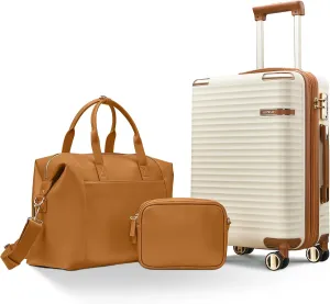 Joyway Expandable Carry on Luggage Sets Airline Approved with TSA Lock, Lightweight Hard Shell 20 Inch Carry-on Suitcase with Spinner Wheels, White